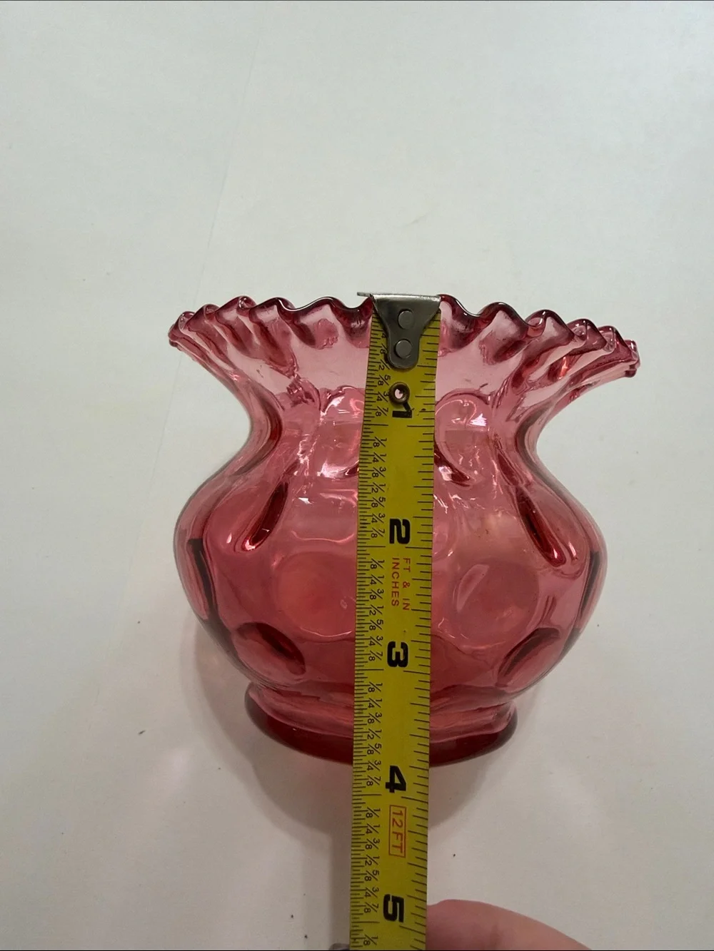 Pink Ruffled Glass Vase - Elegant Home Accent